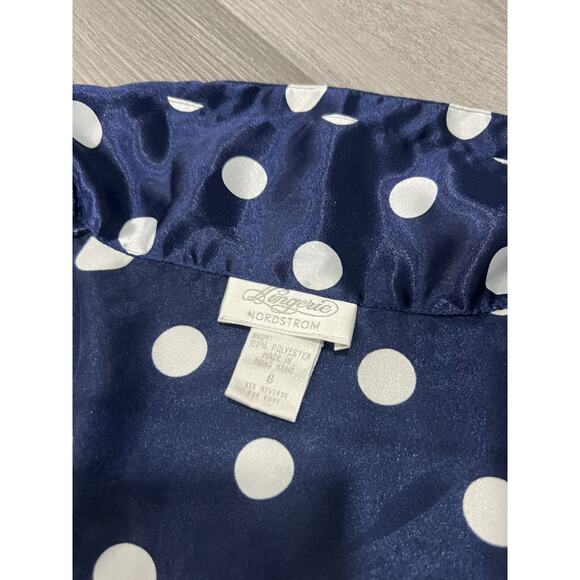 Vintage 2-Pc Lingerie Set Blue Polka Dot Satin Size S - Picture 3 of 5